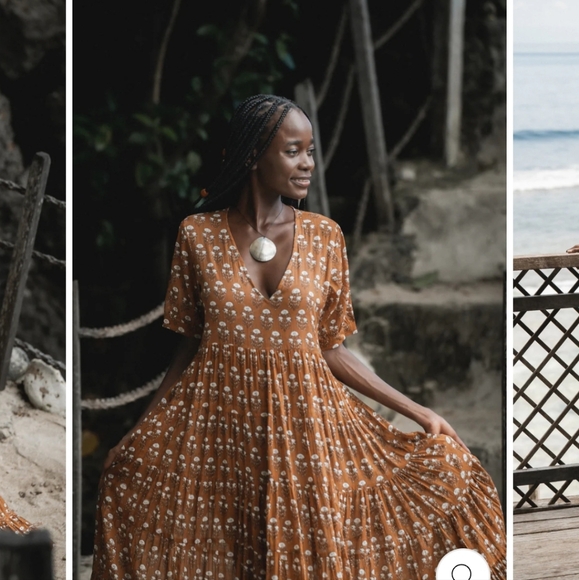 Daughters of India Chaaya Maxi Dress in Chai Cotton tiered vneck maxi dress - Picture 4 of 13